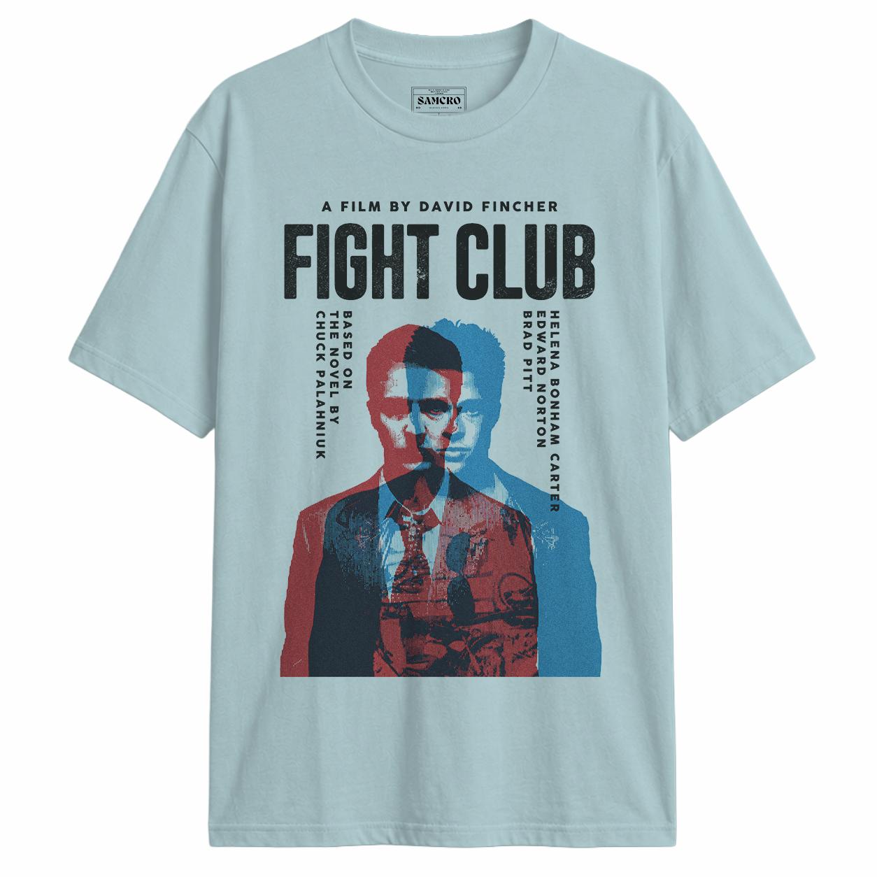 El Club de la Pelea - Red Blue Double Exposure en color Celeste — vista frontal