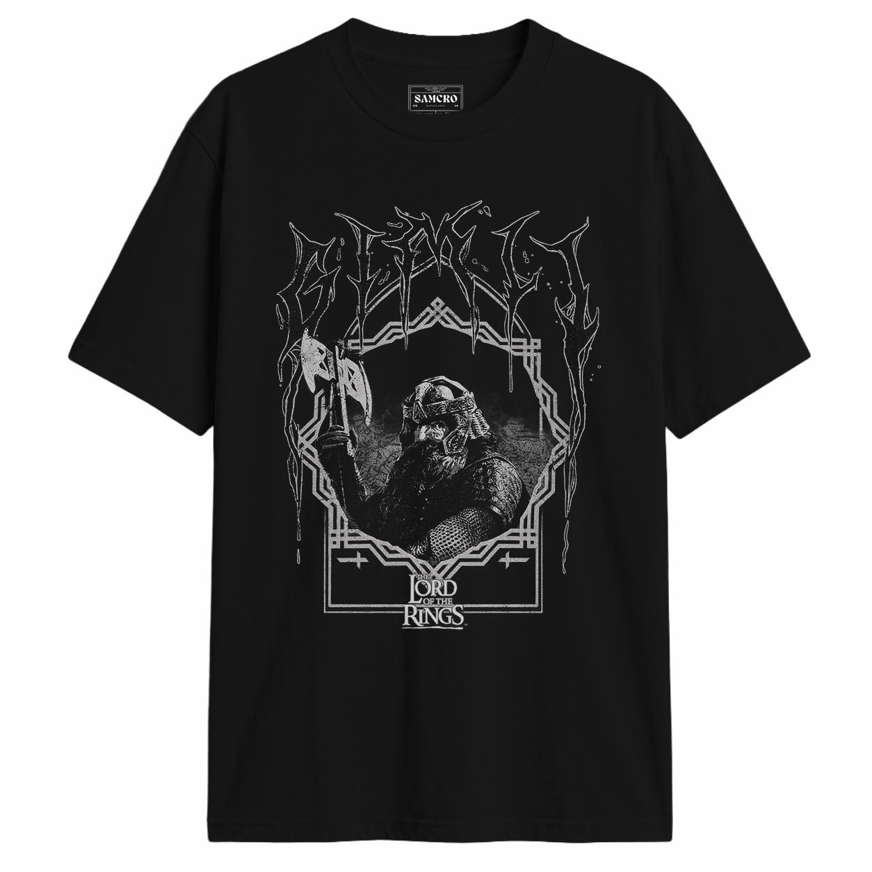 El Señor de los Anillos - Gimli Black Metal Logo en color Negro — vista frontal