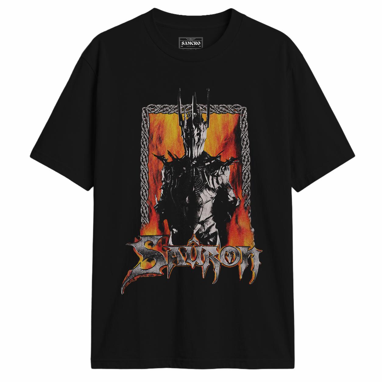 El Señor de los Anillos - Sauron Flames Metal Logo en color Negro — vista frontal