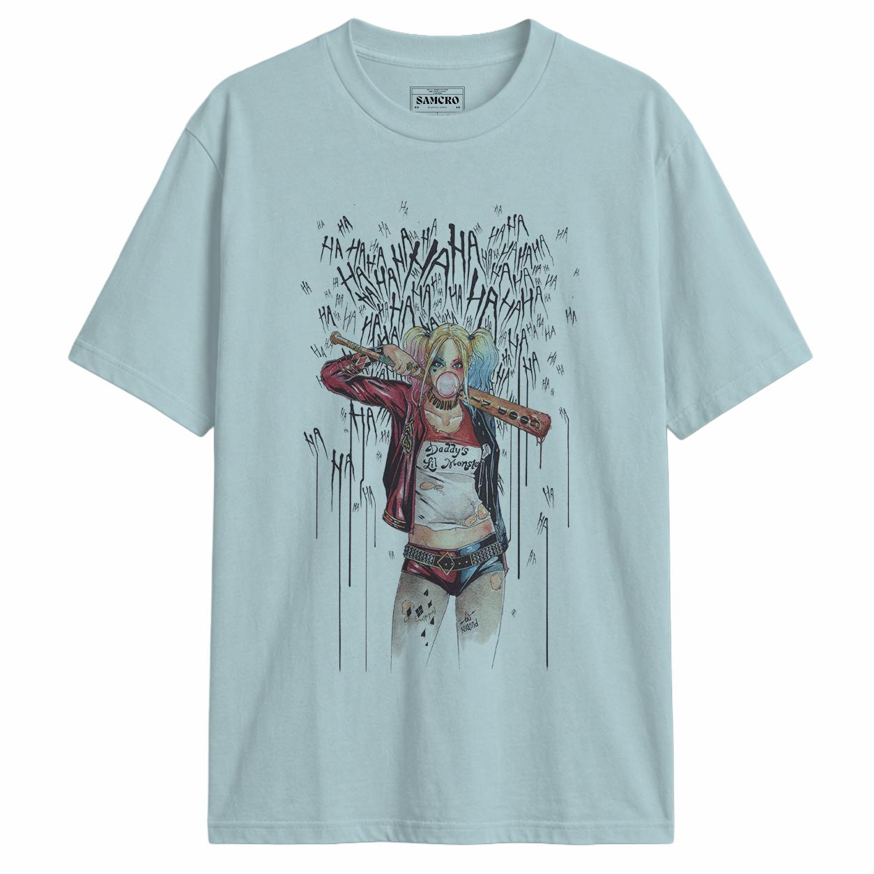 Harley Quinn 1 en color Celeste — vista frontal