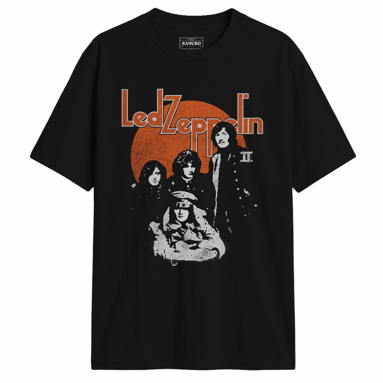 Led Zeppelin - II Orange Circle en color Negro — vista frontal