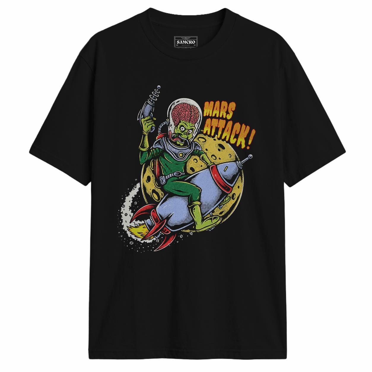 Mars Attacks - Alien on Rocket en color Negro — vista frontal