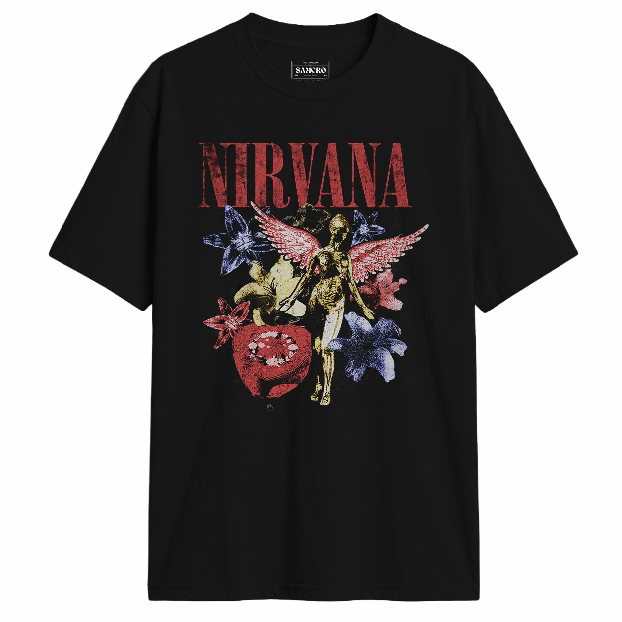 Nirvana - In Utero Angel Flowers en color Negro — vista frontal