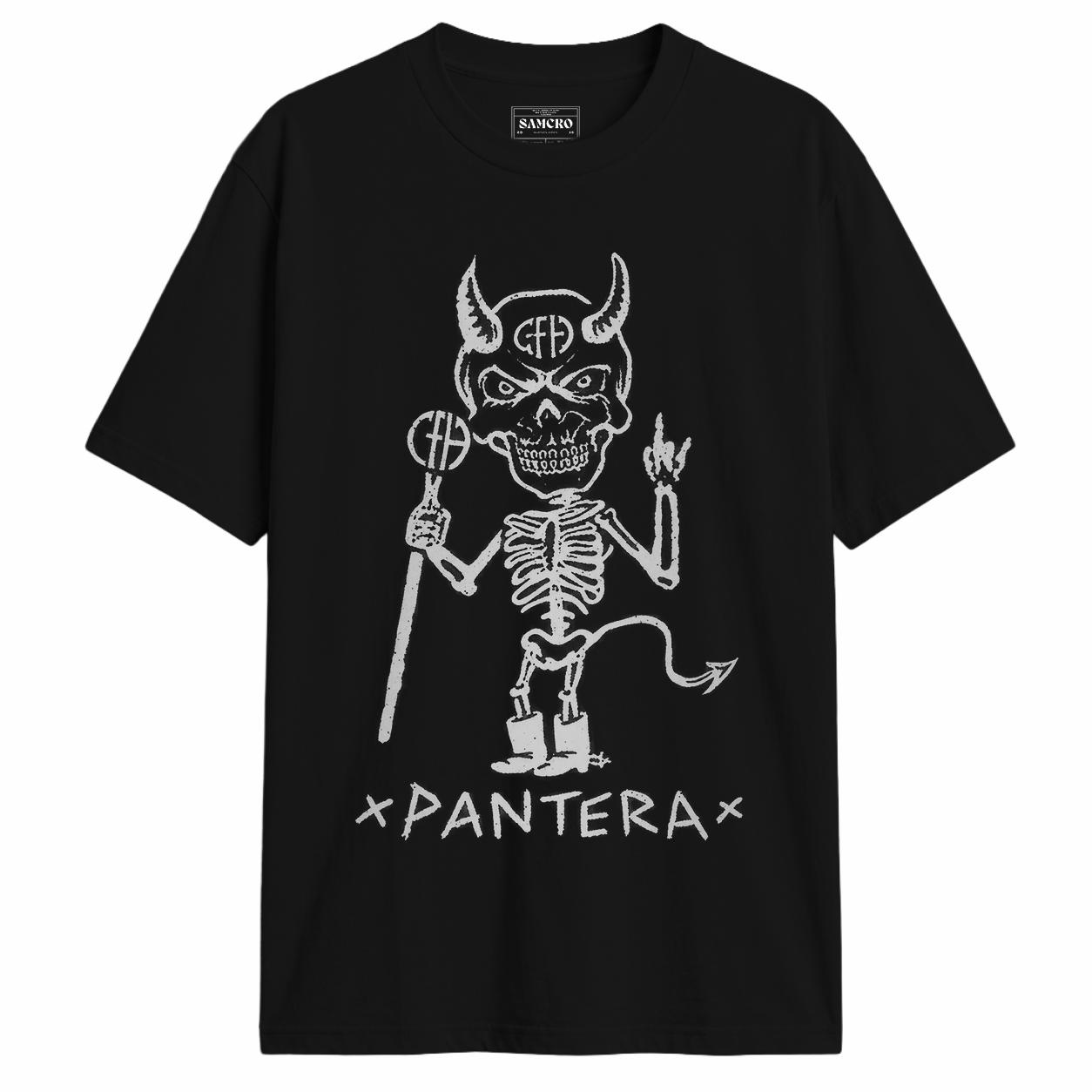 Pantera - Devil Skeleton Sketch en color Negro — vista frontal