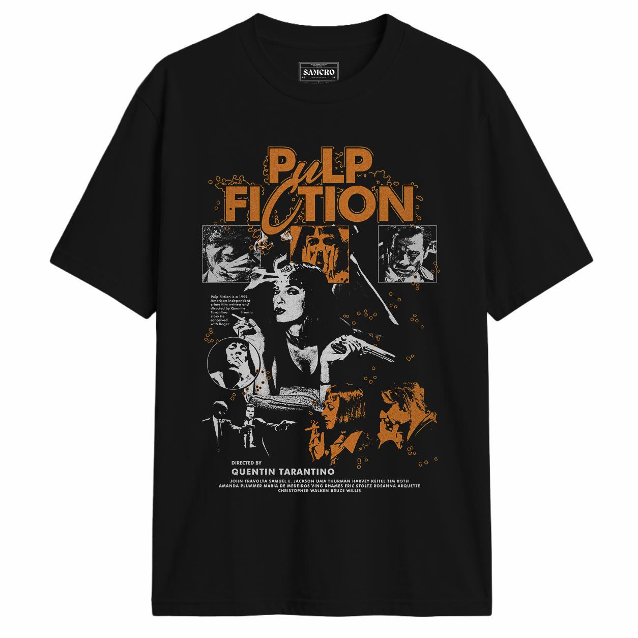 Pulp Fiction - Cast Collage Orange en color Negro — vista frontal