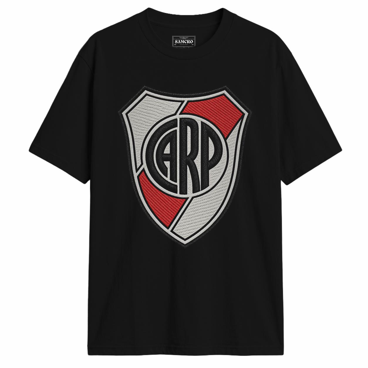 River Plate - Escudo Carp efecto Bordado en color Negro — vista frontal