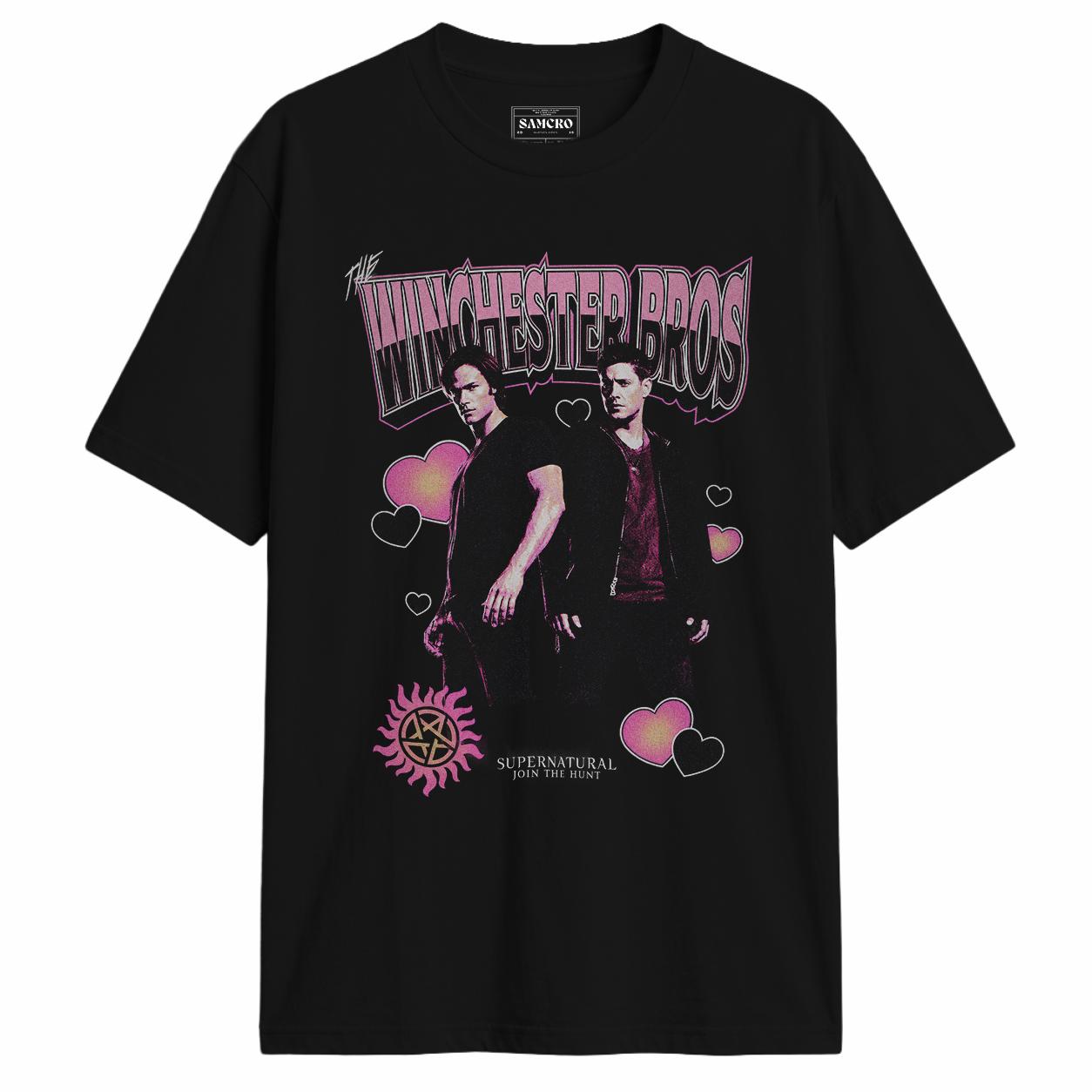 Supernatural - Winchester Bros Hearts en color Negro — vista frontal