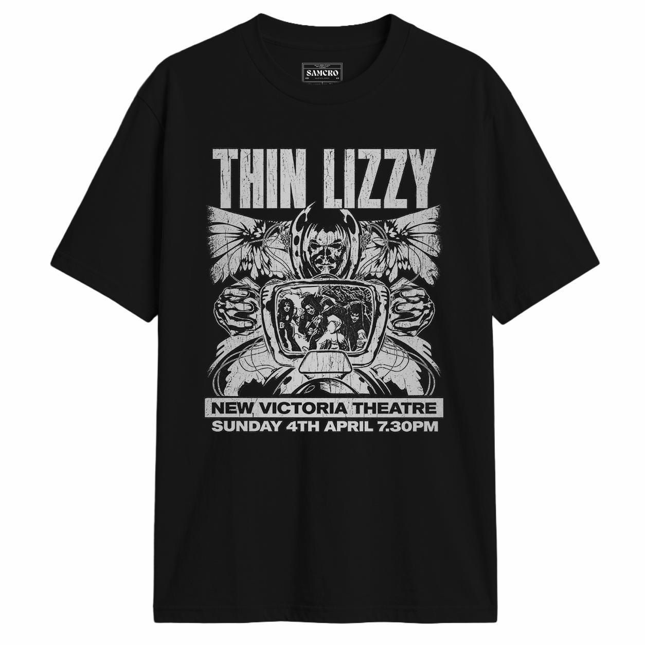 Thin Lizzy - New Victoria Theatre Flyer en color Negro — vista frontal