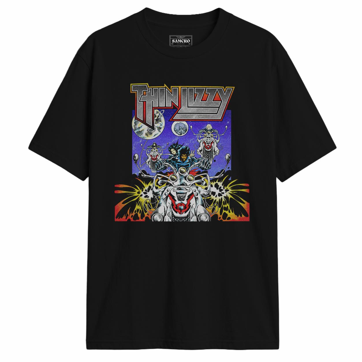 Thin Lizzy - Night Riders en color Negro — vista frontal