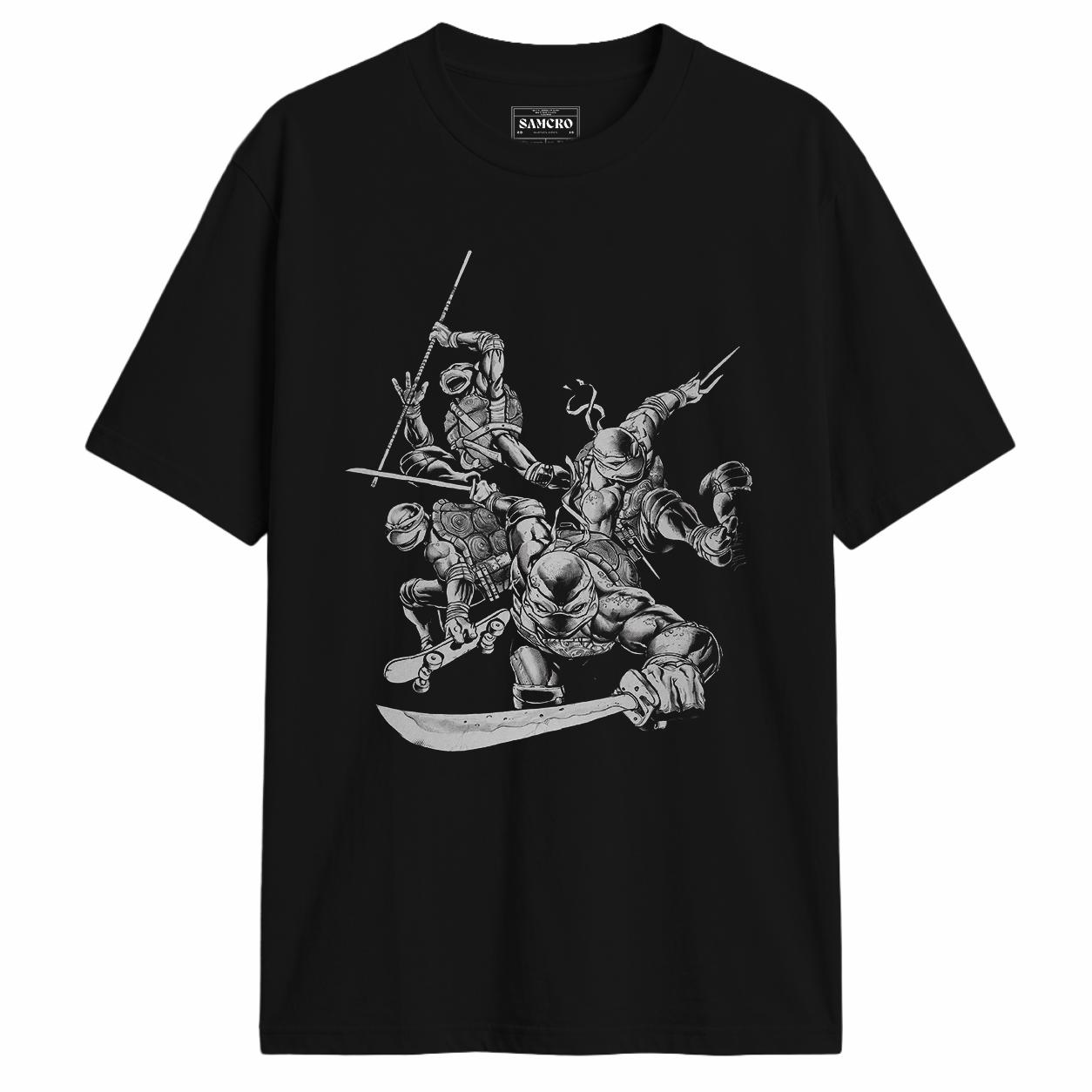 Tortugas Ninja - Black and White Action Leap en color Negro — vista frontal