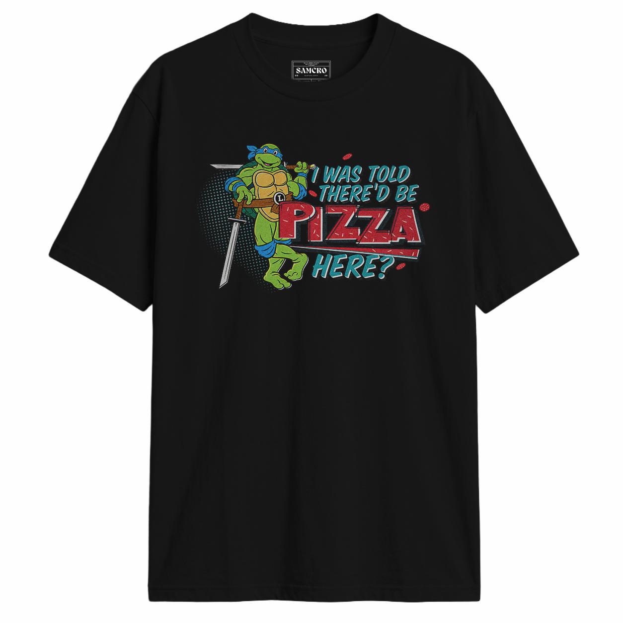 Tortugas Ninja - Leonardo I Was Told Thered Be Pizza en color Negro — vista frontal