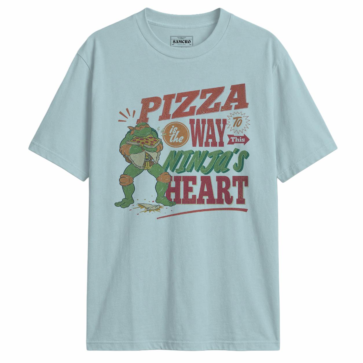 Tortugas Ninja - Michelangelo Pizza Ninjas Heart en color Celeste — vista frontal