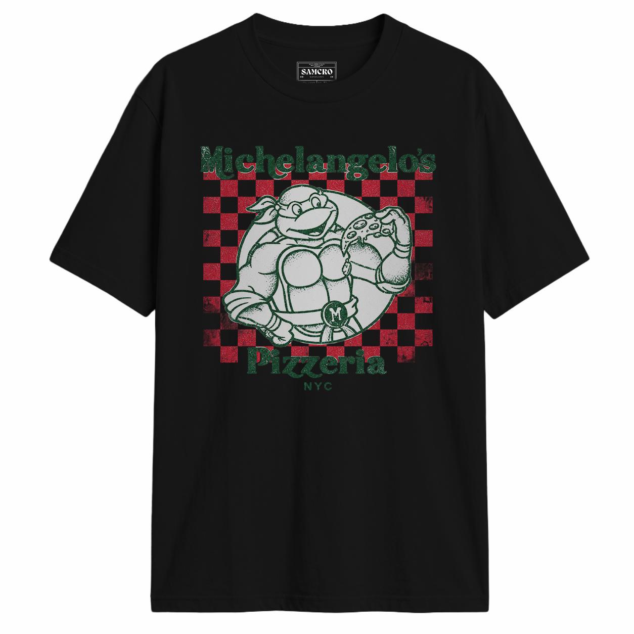 Tortugas Ninja - Michelangelo Pizzeria NYC en color Negro — vista frontal
