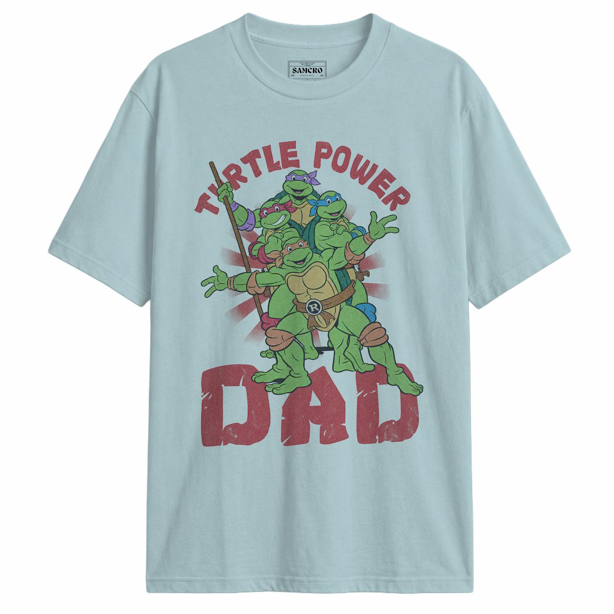 Tortugas Ninja - Turtle Power Dad en color Celeste — vista frontal