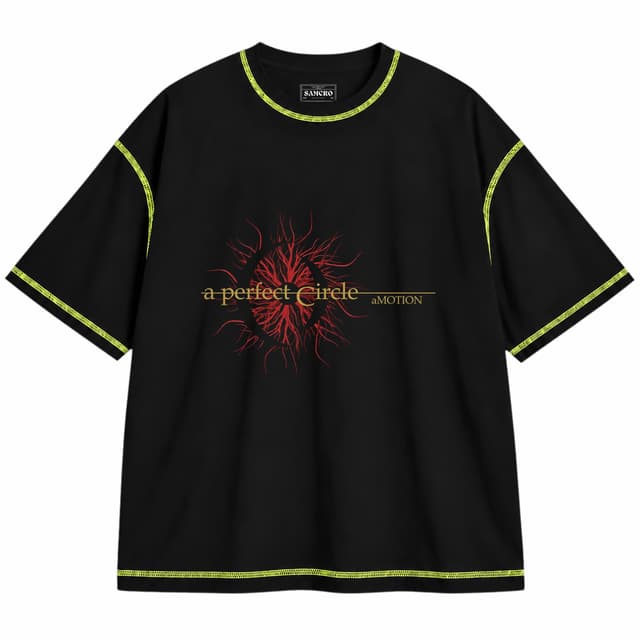 A Perfect Circle - Amotion — Unisex oversize, Negro con costura verde