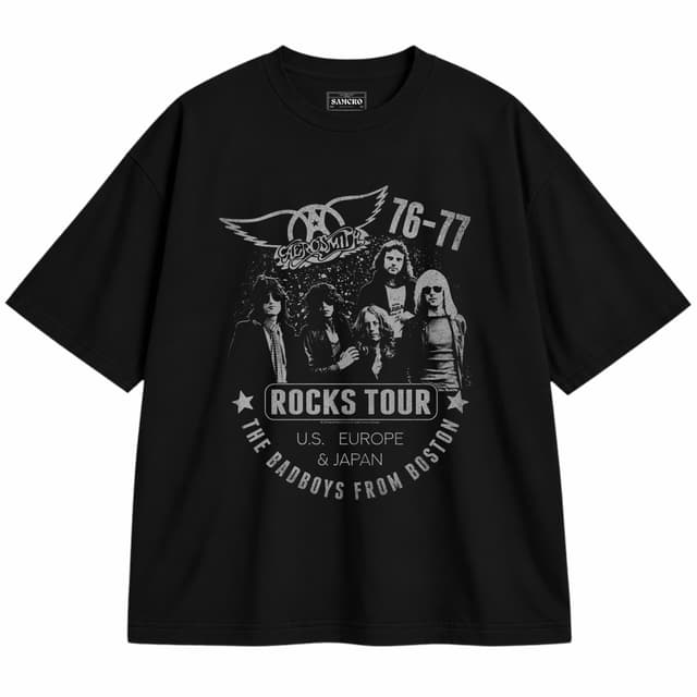 Aerosmith - 77 Rocks Tour — Unisex oversize, Negro