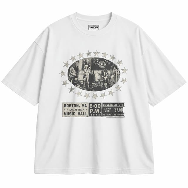 Aerosmith - Boston Music Hall — Unisex oversize, Blanco