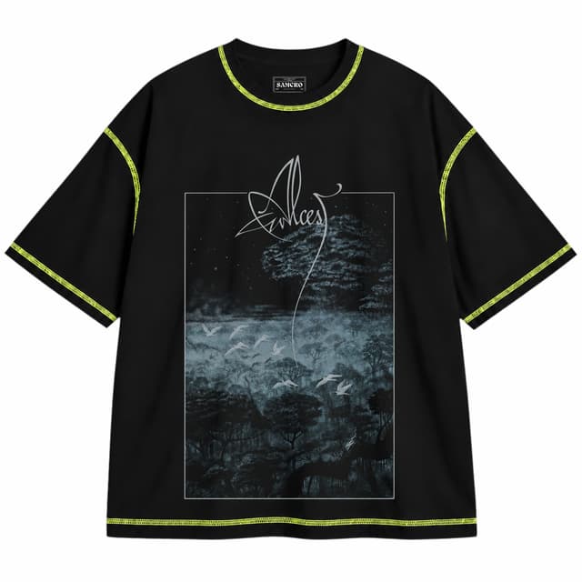 Alcest - Amethyste — Unisex oversize, Negro con costura verde