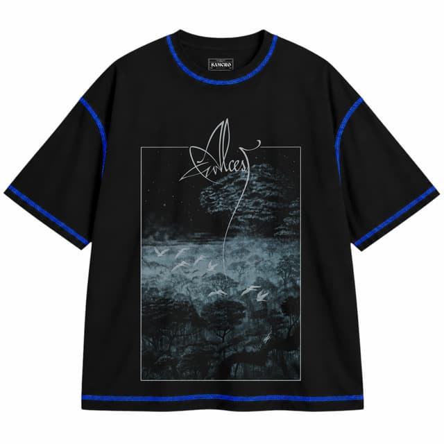 Alcest - Amethyste — Unisex oversize, Negro con costura azul