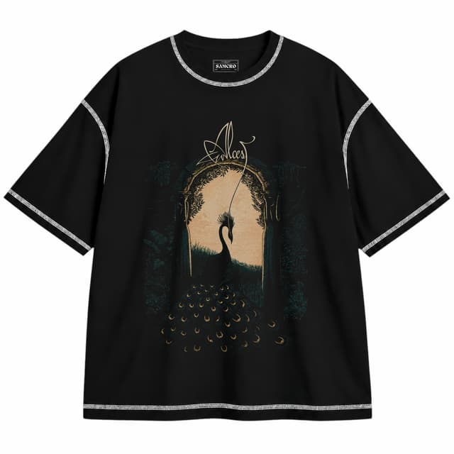 Alcest - Les Voyages de Lame — Unisex oversize, Negro con costura blanca
