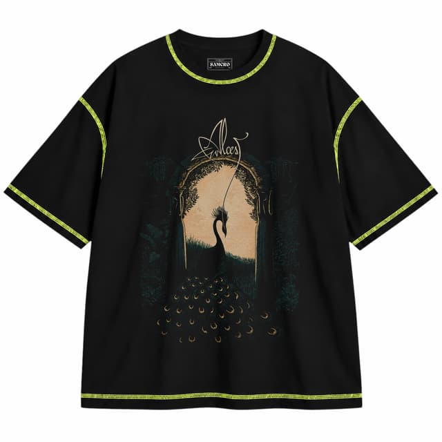 Alcest - Les Voyages de Lame — Unisex oversize, Negro con costura verde