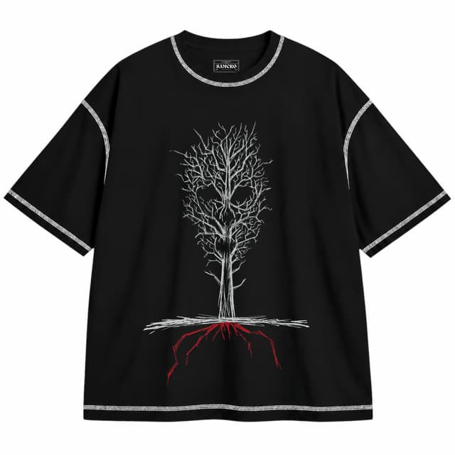 American Horror Story 9 — Unisex oversize, Negro con costura blanca