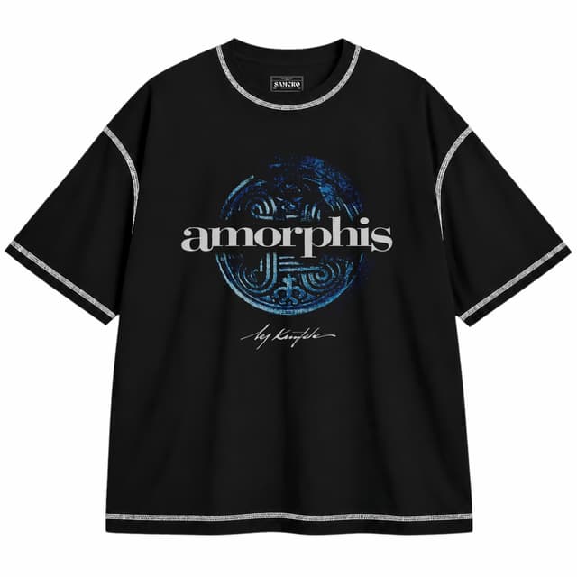 Amorphis - My Kantele — Unisex oversize, Negro con costura blanca
