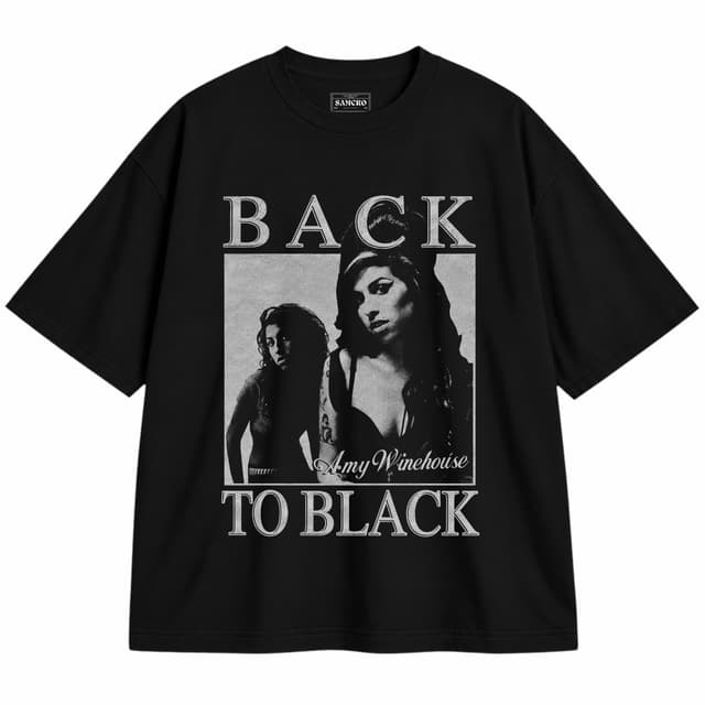 Amy Winehouse - Back to Black Dos Fotos — Unisex oversize, Negro