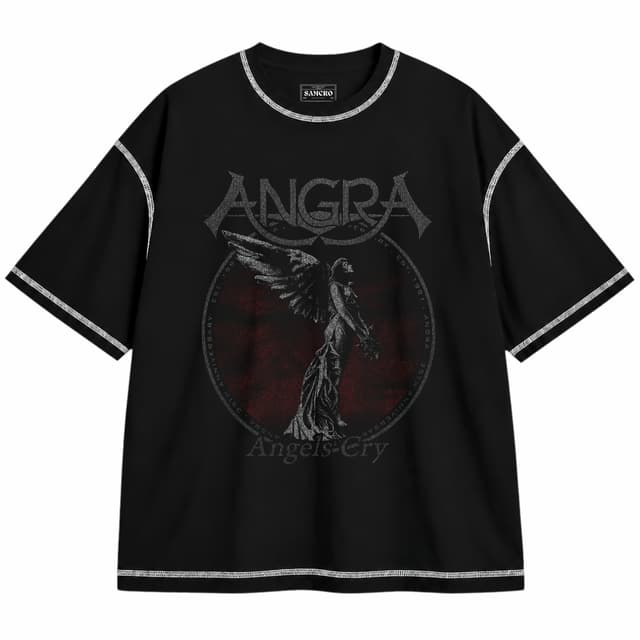 Angra - Angels Cry 35th — Unisex oversize, Negro con costura blanca