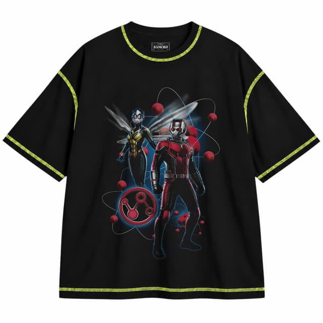 Ant Man 3 — Unisex oversize, Negro con costura verde
