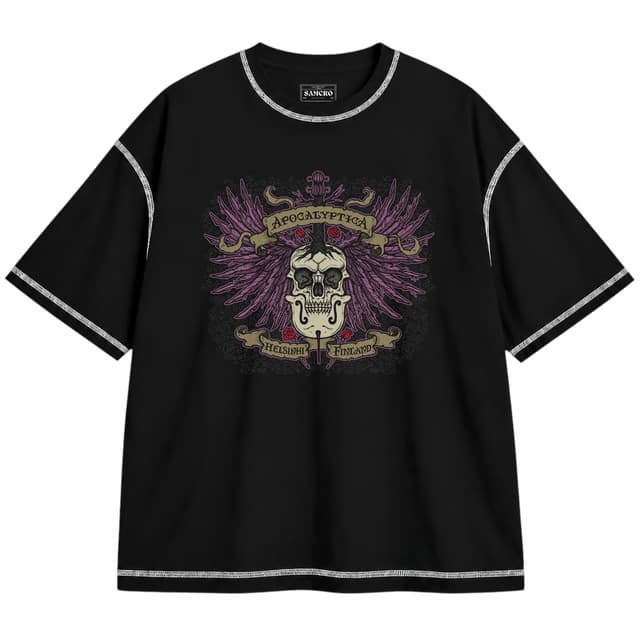 Apocalyptica 1 — Unisex oversize, Negro con costura blanca