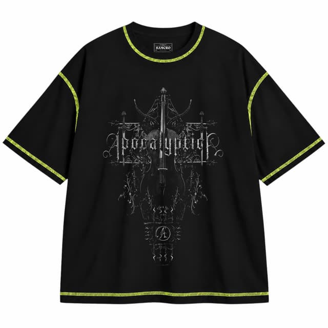 Apocalyptica - Cello Horns — Unisex oversize, Negro con costura verde