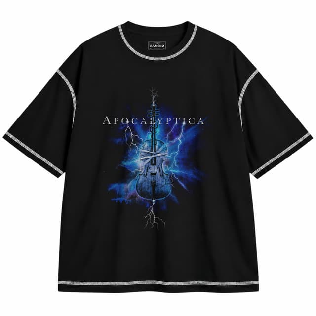 Apocalyptica - Eu Tour 2024 — Unisex oversize, Negro con costura blanca