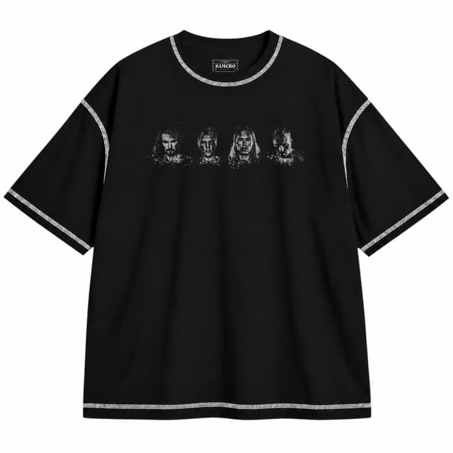 Apocalyptica - Faces Live at Your Home 2020 — Unisex oversize, Negro con costura blanca