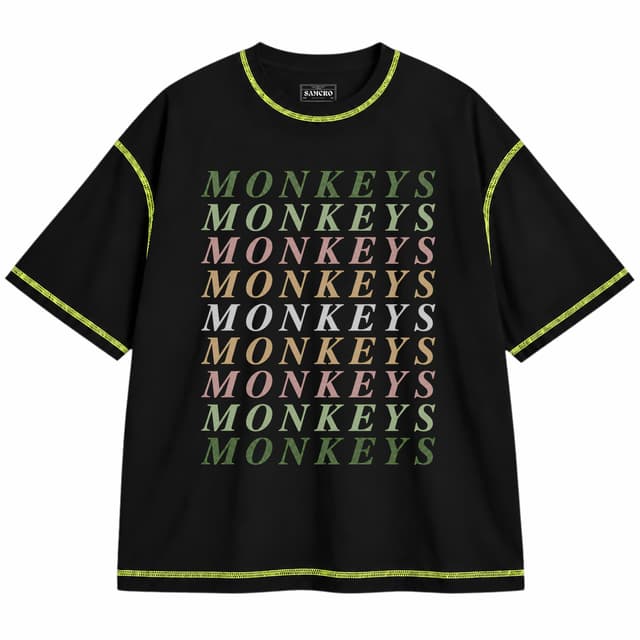 Arctic Monkeys - Monkeys X Millinsky — Unisex oversize, Negro con costura verde