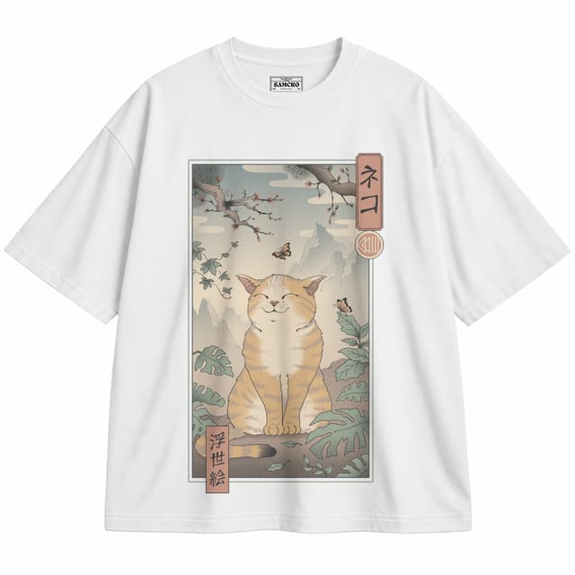 ARTE JAPONÉS 18 — Unisex oversize, Blanco