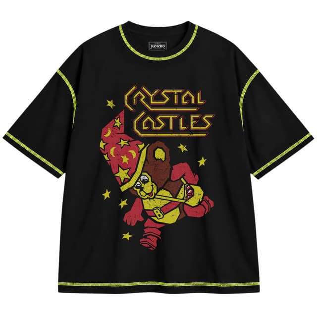 Atari 10 — Unisex oversize, Negro con costura verde