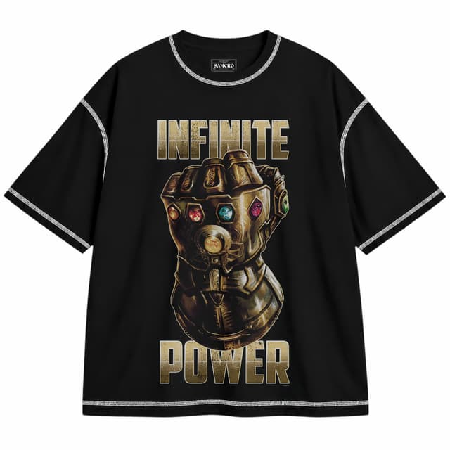 Avengers 13 — Unisex oversize, Negro con costura blanca