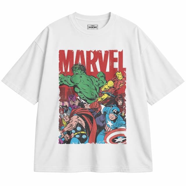 Avengers 18 — Unisex oversize, Blanco