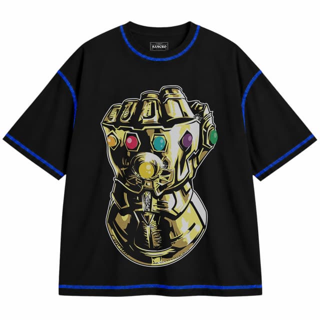 Avengers 23 — Unisex oversize, Negro con costura azul