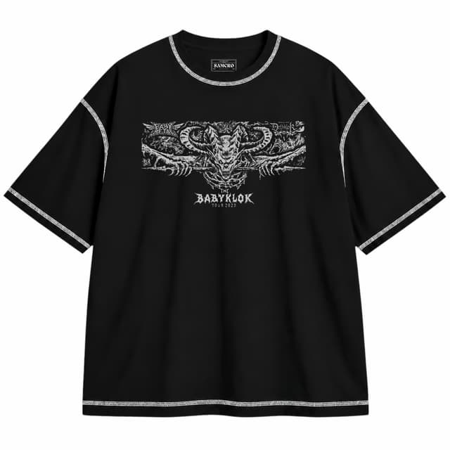 Babymetal - Babyklok — Unisex oversize, Negro con costura blanca
