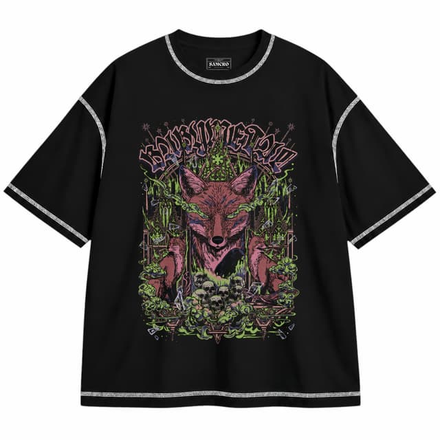 Babymetal - Fox Chapel — Unisex oversize, Negro con costura blanca