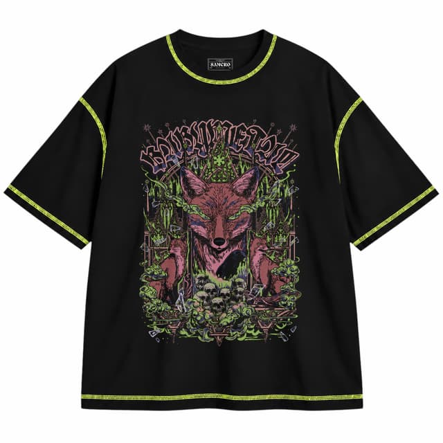 Babymetal - Fox Chapel — Unisex oversize, Negro con costura verde