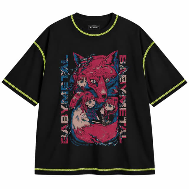 Babymetal - Intuit Dome — Unisex oversize, Negro con costura verde