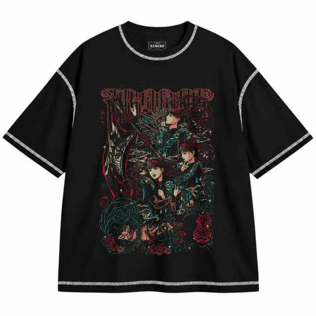 Babymetal - Metal March — Unisex oversize, Negro con costura blanca