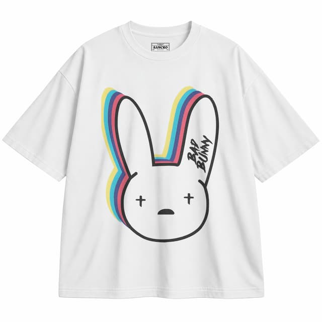 Bad bunny 6 — Unisex oversize, Blanco