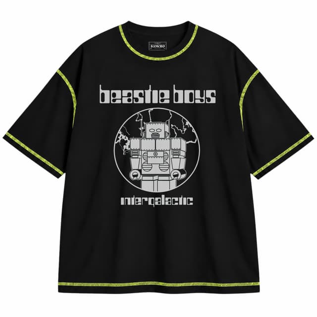 Beastie Boys - Intergalactic Robot — Unisex oversize, Negro con costura verde