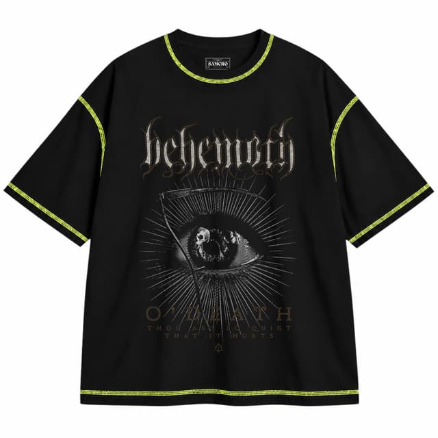 Behemoth - Odeath — Unisex oversize, Negro con costura verde