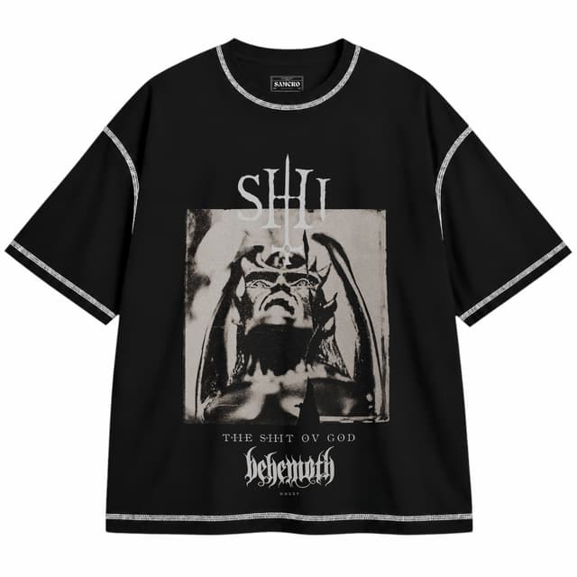 Behemoth - The Shit Ov God Parchment — Unisex oversize, Negro con costura blanca
