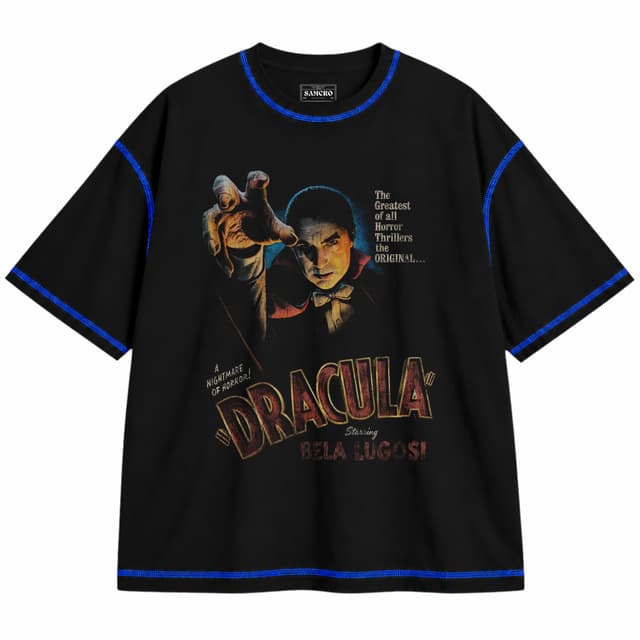 Bela Lugosi - I Am Dracula — Unisex oversize, Negro con costura azul